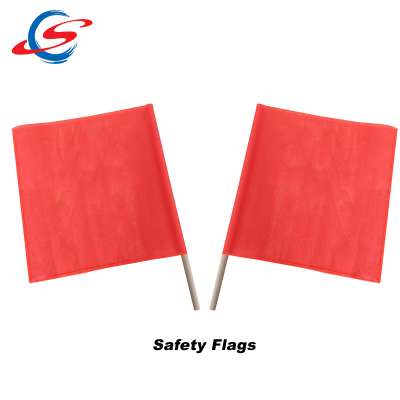 18 Inch x 18 Inch Bright Orange Jersey Mesh Construction Safety Flag with Dowel