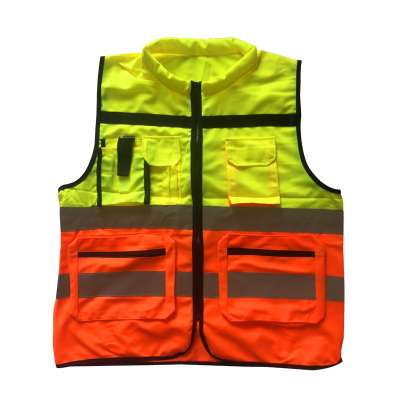 hi vis reflective safety vest class 2 with zipper and pocket