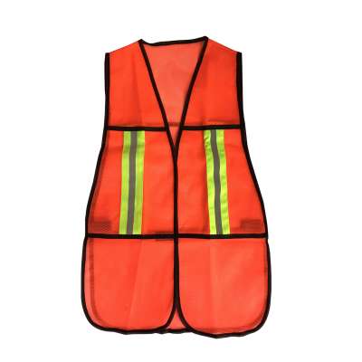 Breathable Mesh Fabric Neon Orange High Visibility Reflective Safety Vest with 1 Inch Reflective Strips