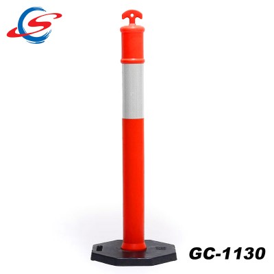 flexible plastic traffic delineator post with rubber base