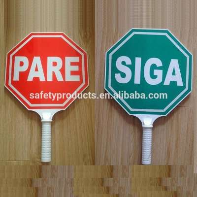 plastic hand held Stop slow paddle sign