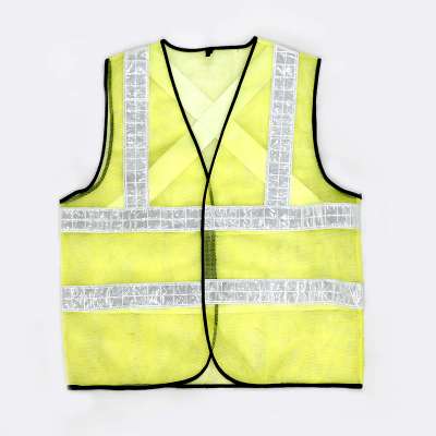 Mesh Fabric PVC Reflective Tape Green Safety Vest For Worker